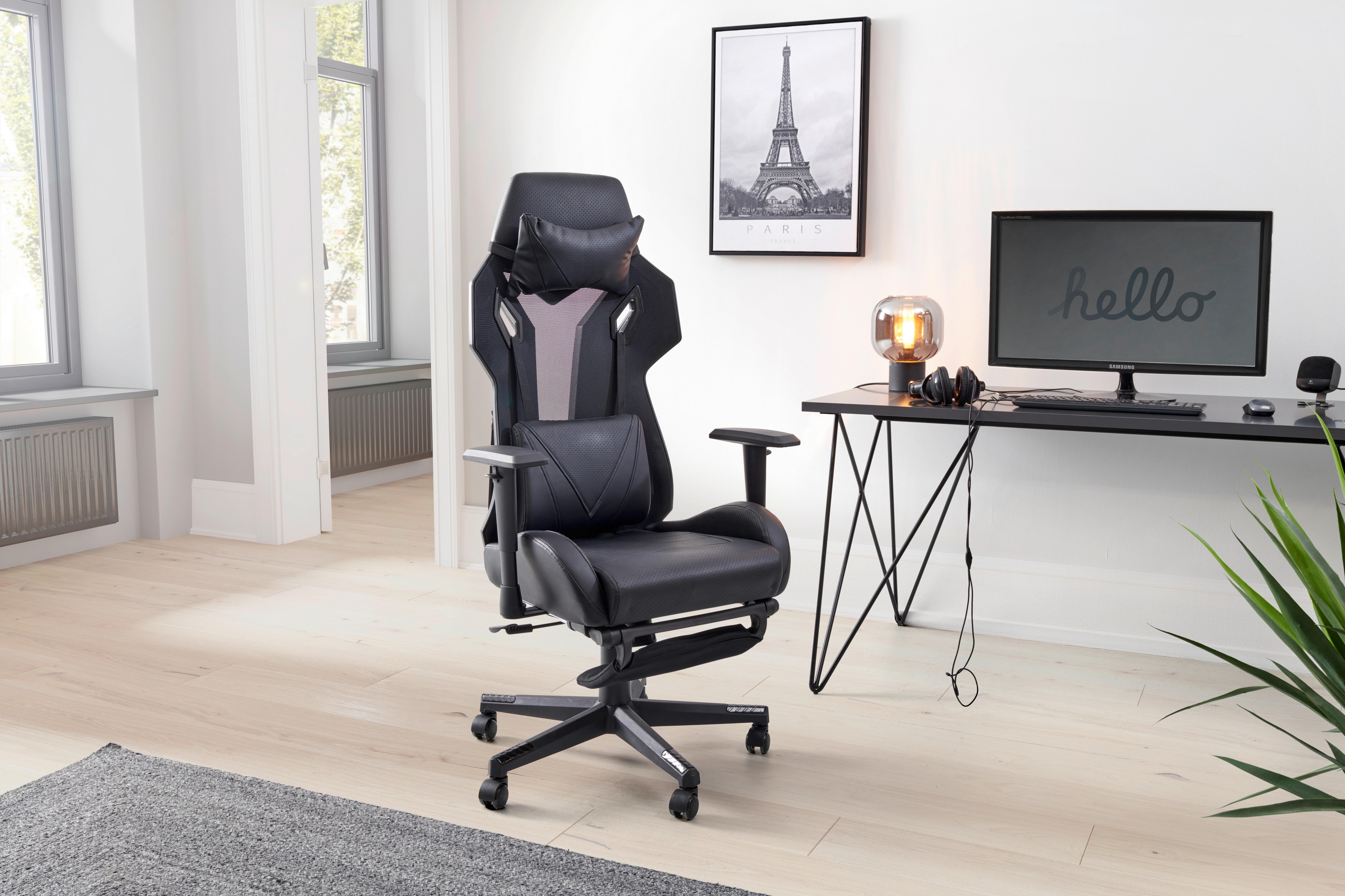 Gamingstuhl Sorrent - Schwarz, LIFESTYLE, Holz/Kunststoff (70/122-130/61.5cm) - MID.YOU