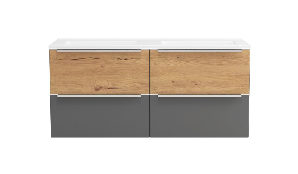WASCHTISCHKOMBI Verona Grau/Wildeiche B: 120cm - Wildeiche/Weiß, Trend, Holzwerkstoff/Stein (120/54/47cm) - Held