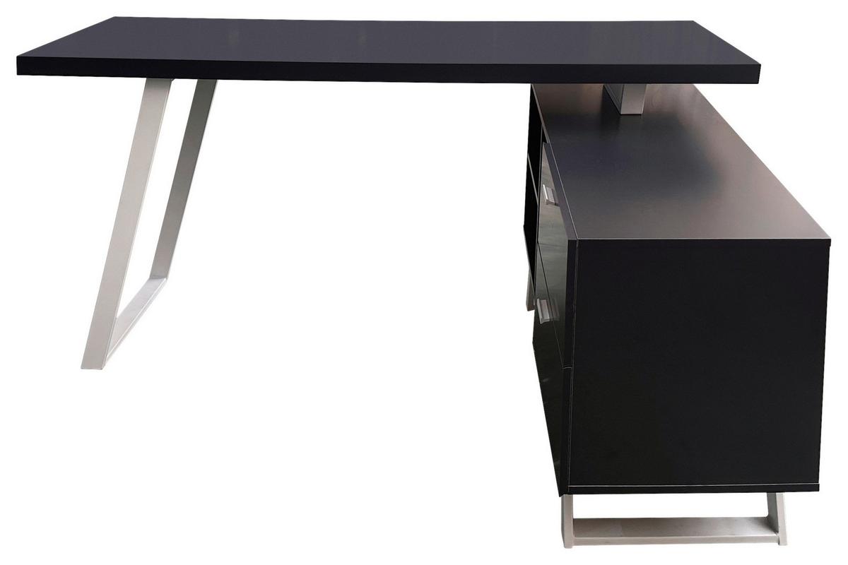 Eckschreibtisch M. Stauraum B: 150 Cm H: 75 Cm Corinna - Weiß/Grau, MODERN, Holzwerkstoff/Metall (150/60/75cm) - MID.YOU