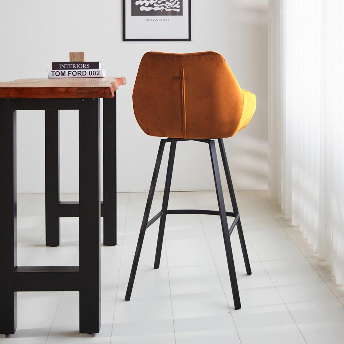 Barhocker-Set Casper Cognag B: 55 cm - Cognac/Gelb, MODERN, Textil/Metall (55/109/57cm) - MID.YOU