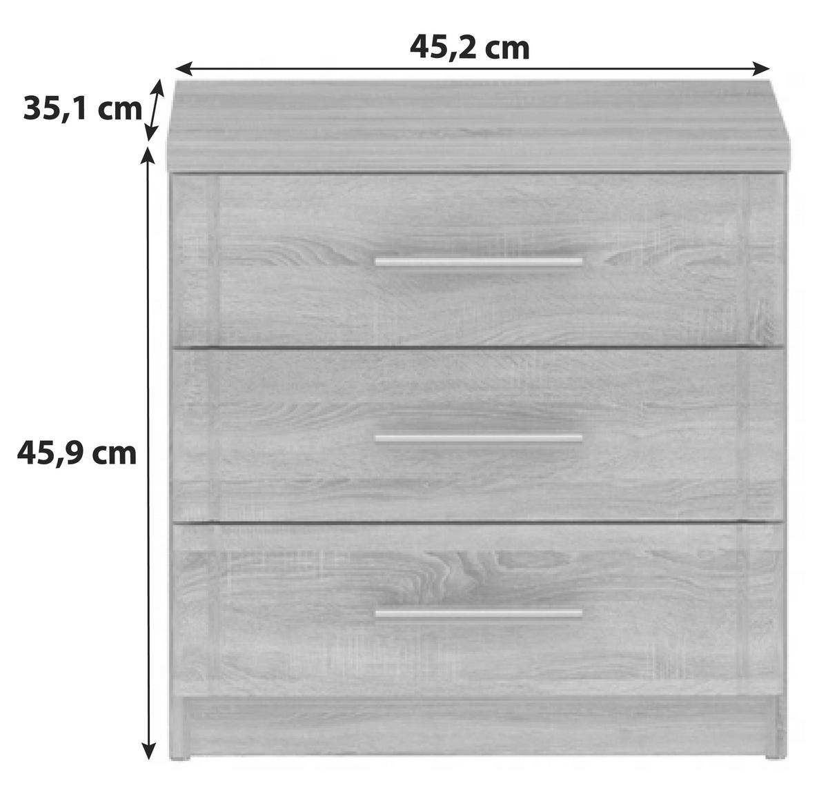Nachtkästchen Gloria B: 45 Cm - Sonoma Eiche, Basics, Holzwerkstoff/Kunststoff (45.2/45.9/35.1cm)