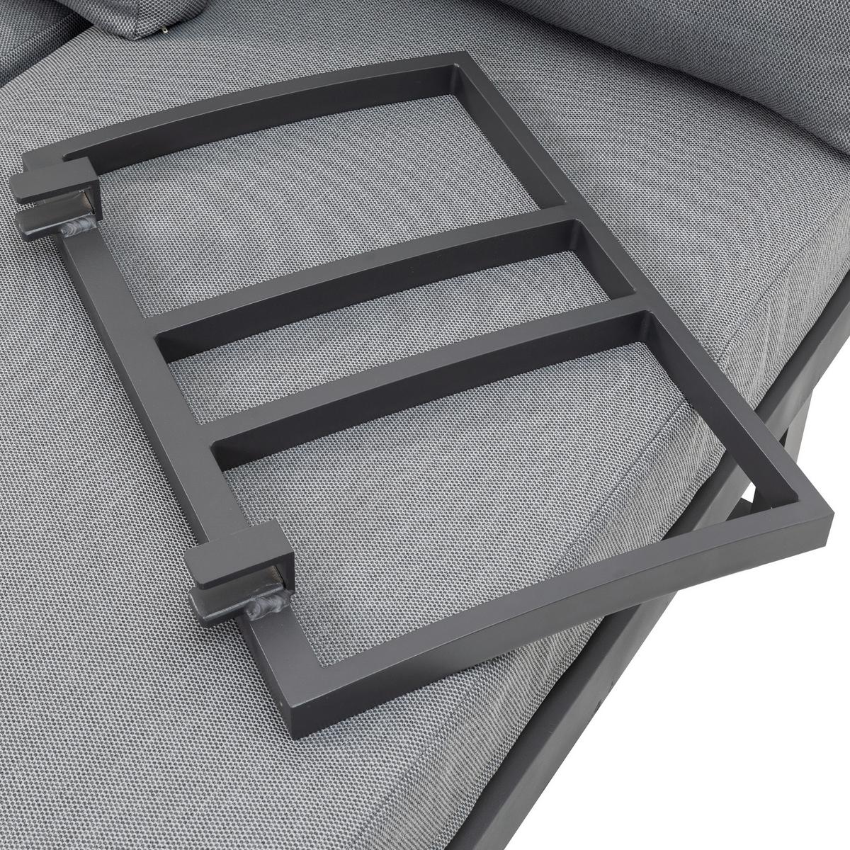 Loungegarnitur 3-Tlg. Samara Holz/Metall/Textil mit Kissen - Anthrazit/Grau, Basics, Holz/Textil (253/70/175cm) - Gardenson