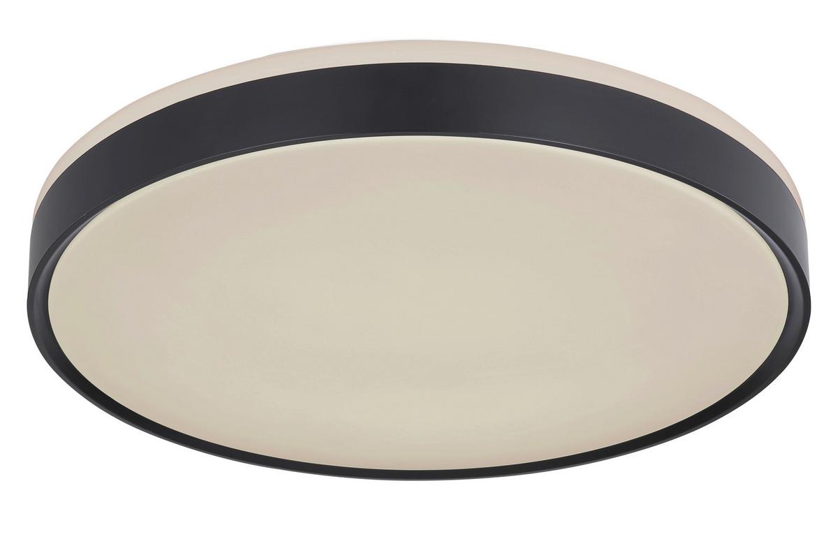 Led-deckenleuchte Ø 39 Cm Mit Farbtemperaturwechsler - Opal/Schwarz, Design, Kunststoff/Metall (39/8cm) - Globo