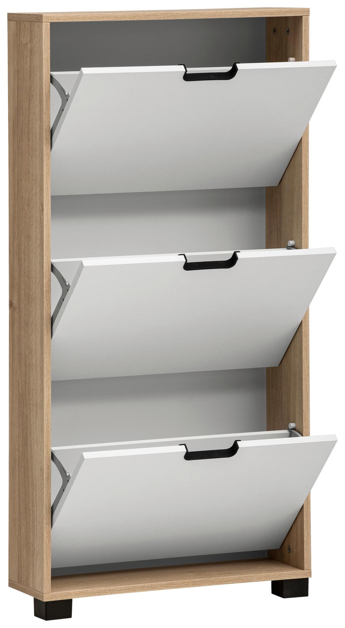 Garderobenpaneel Emmik Eiche Artisan/weiß B: 59,8 Cm - Schwarz/Eiche Artisan, Design, Holzwerkstoff (59,8/124/19,55cm) - MID.YOU