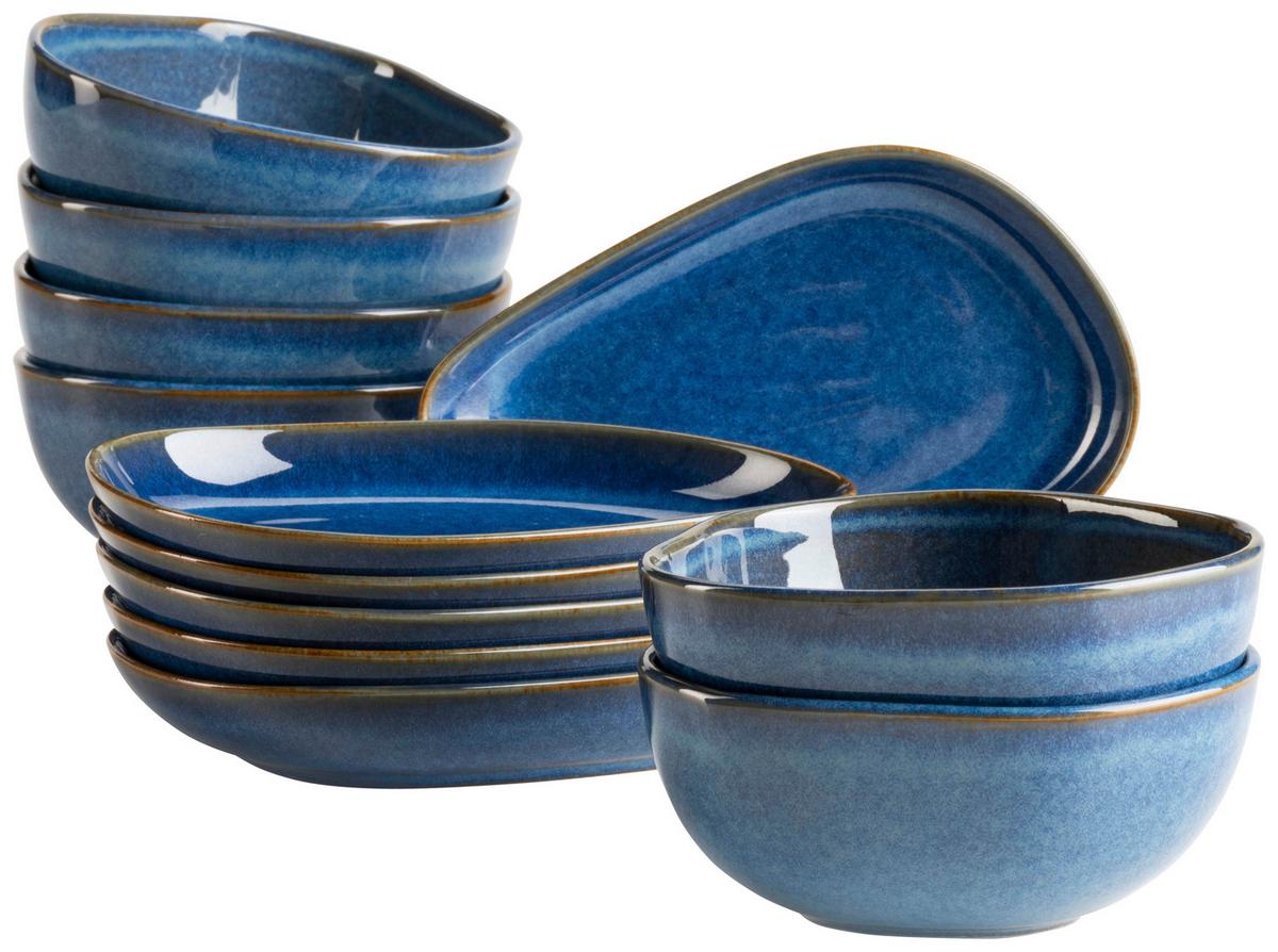 Snackschalenset Cordelia Blau, 12-teilig - Blau, Trend, Keramik - Mäser