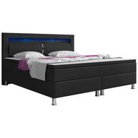 Boxspringbett Mit Topper / Matratze 180x200 Cm Milano - Silberfarben/Schwarz, KONVENTIONELL, Leder/Textil (180/115/210cm) - MID.YOU