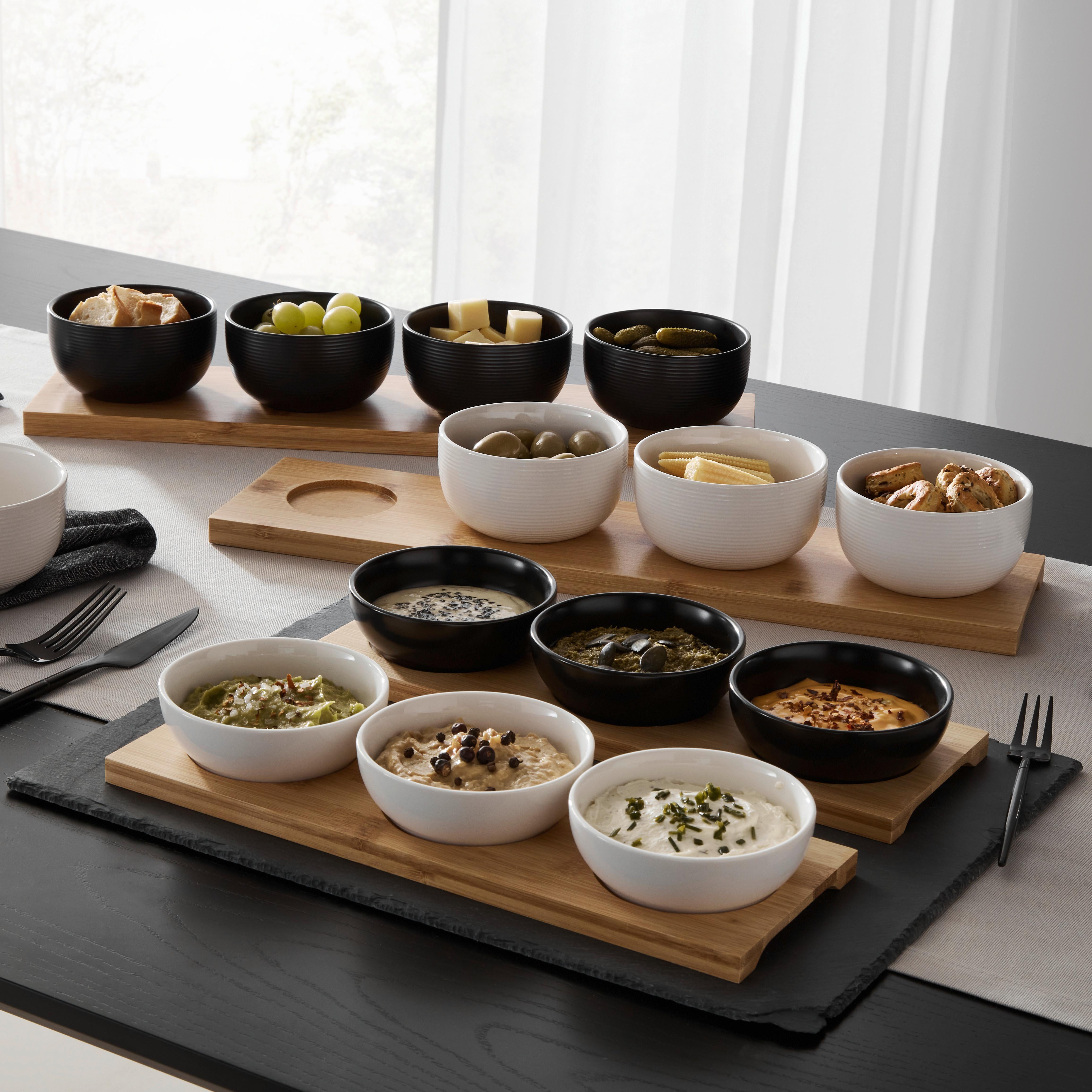 SADA MISEK NA OMÁČKU TAPAS - 3 - černá, Moderní, dřevo/keramika (31/11/4cm) - Modern Living