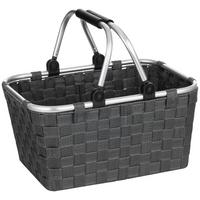 Einkaufskorb Gina Grau Flechtmuster mit Tragegriffe - Grau, KONVENTIONELL, Kunststoff/Metall (41/29/21cm) - Ondega