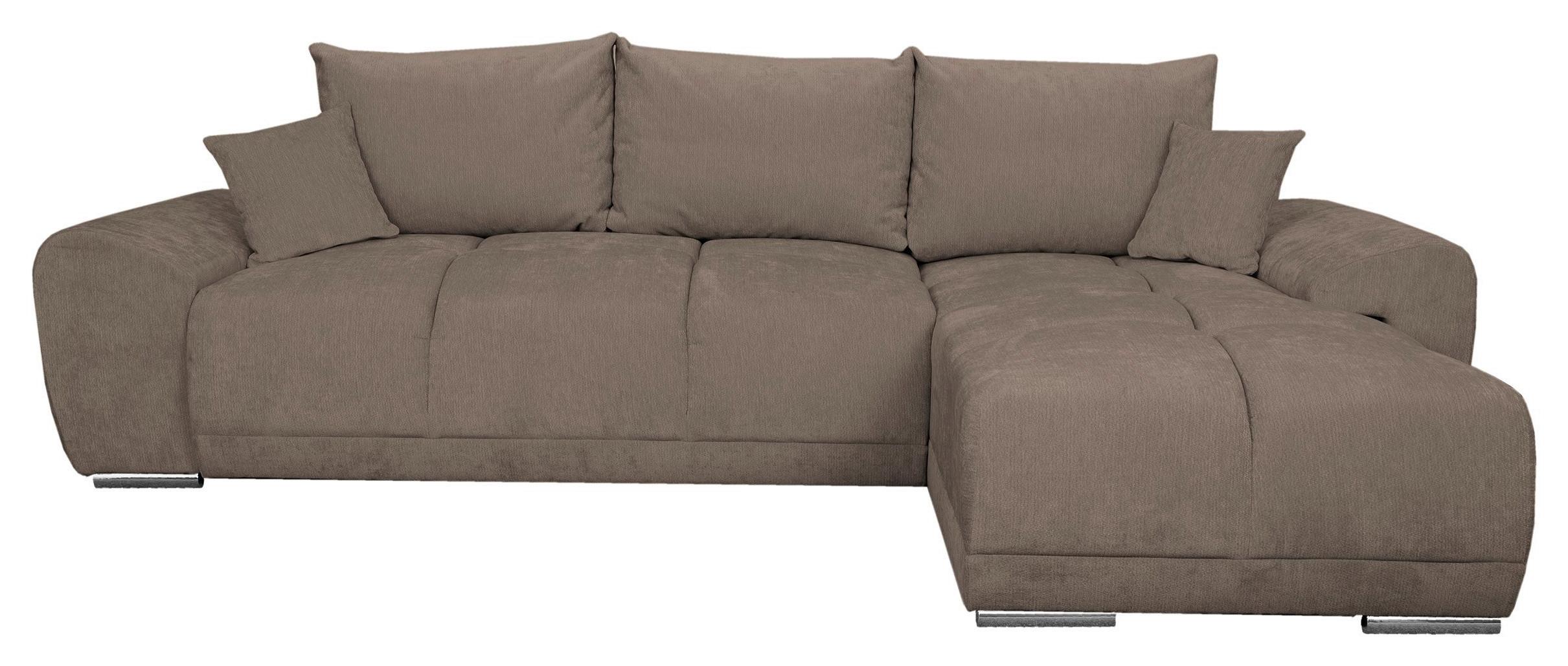 ECKSCHLAFSOFA Ramon, Taupe S: 296x182 cm - Taupe/Chromfarben, Trend, Textil (296/182cm)