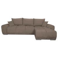 ECKSCHLAFSOFA Ramon, Taupe S: 296x182 cm - Taupe/Chromfarben, Trend, Textil (296/182cm)