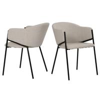 ARMLEHNSTUHL-SET Schwarz/Beige 2-teilig - Beige/Schwarz, MODERN, Textil/Metall (60/76/52cm) - MID.YOU