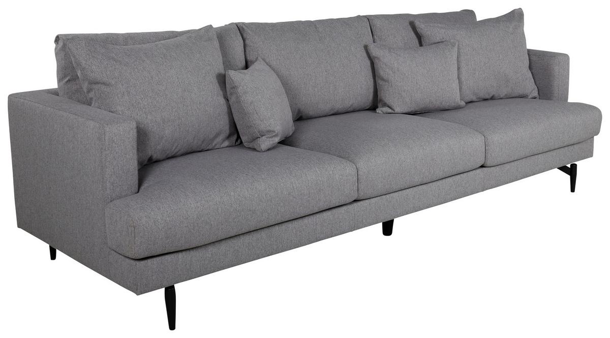 3-Sitzer-Sofa Sofia - Schwarz/Grau, Design, Holz/Kunststoff (260/86/88cm) - Livetastic