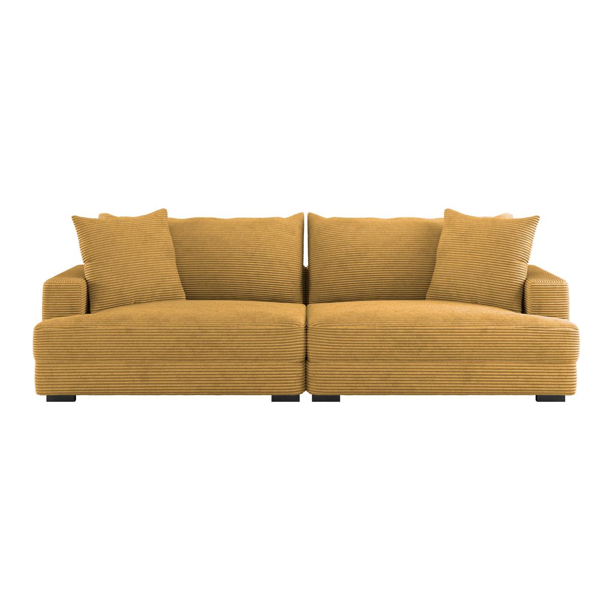 Big Sofa Pelle Mit Kissen B: 261 Cm Senfgelb - Wengefarben/Senfgelb, Trend, Textil (261/124cm) - Luca Bessoni