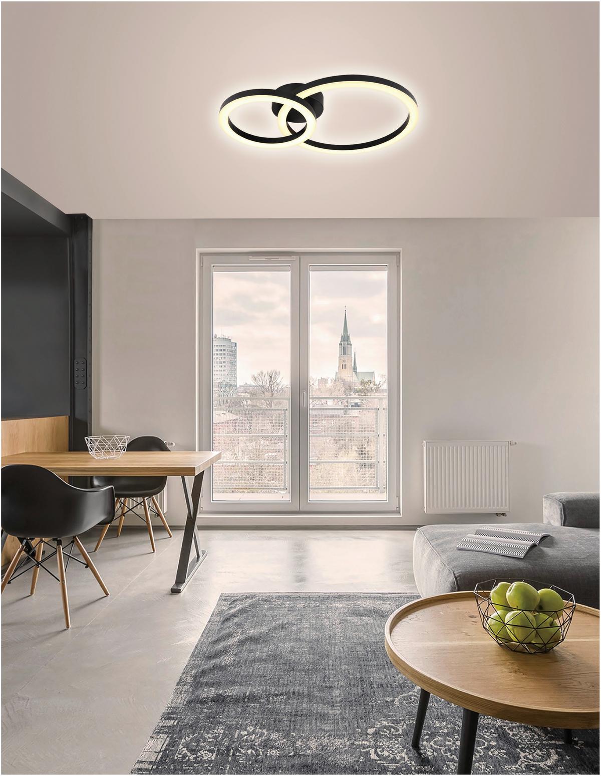 Stropní LED svítidlo RUNDI, Š:30cm - bílá/černá, Moderní, kov/plast (42/30/7,5cm) - Mömax