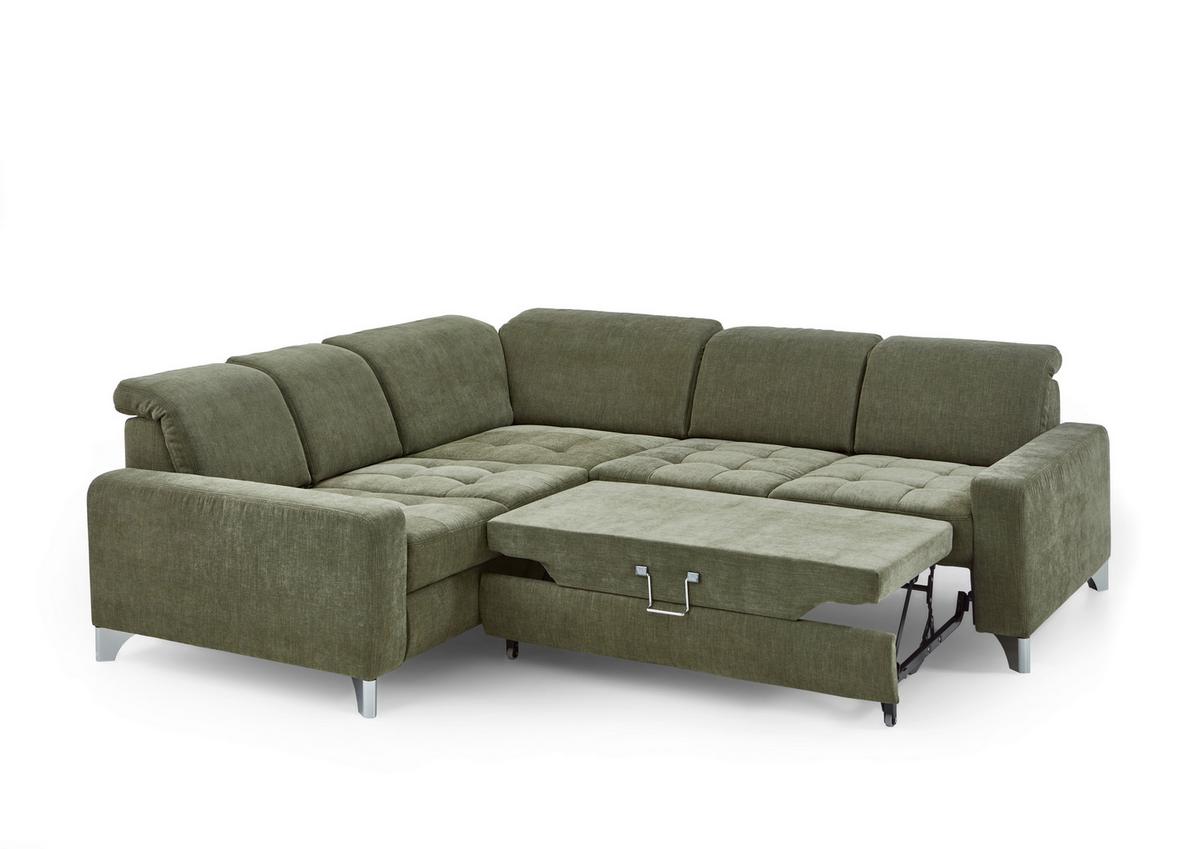 Rohová sedačka GULL, levá, světle zelená - barvy stříbra/světle zelená, Moderní, kov/textil (246/272cm)