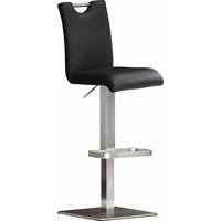 Barhocker Bardo - Edelstahlfarben/Schwarz, Design, Leder/Metall (42/90/50cm) - Livetastic