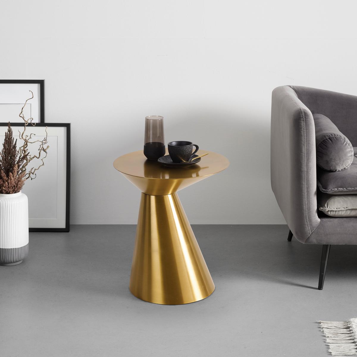 PRÍRUČNÝ STOLÍK KACY -TREND- - zlatá, Romantik / Landhaus, kov (40/45cm) - Premium Living