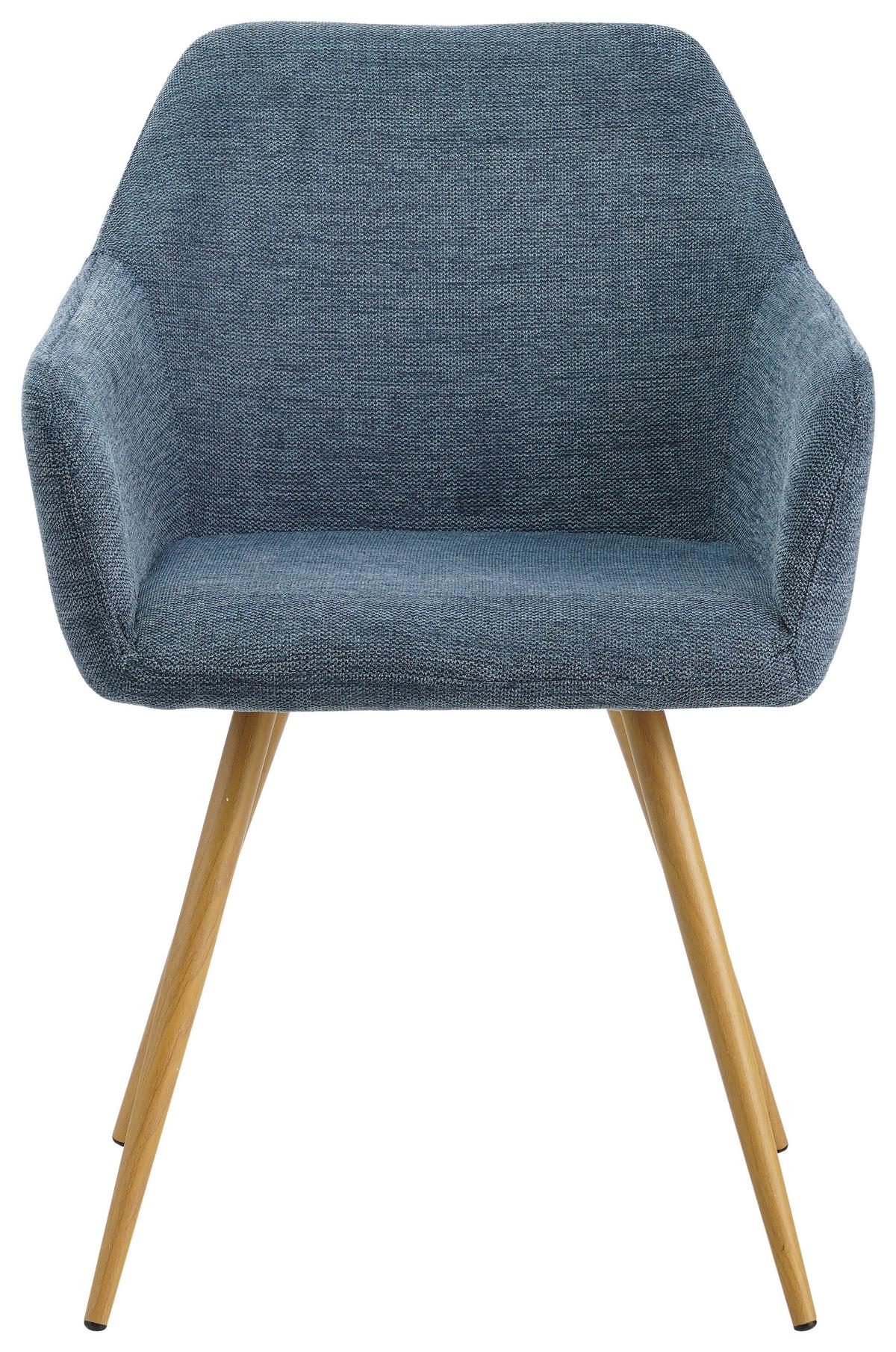 Armlehnstuhl Melinda Blau Gepolstert - Blau/Naturfarben, MODERN, Textil/Metall (56/81,5/63cm) - MID.YOU
