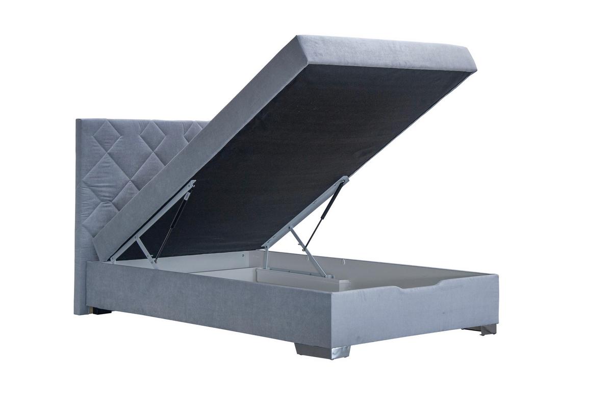 Boxspring postel JOHANA 140x200, šedě modrá - modrá/barvy stříbra, Konvenční, dřevo (140/200cm)
