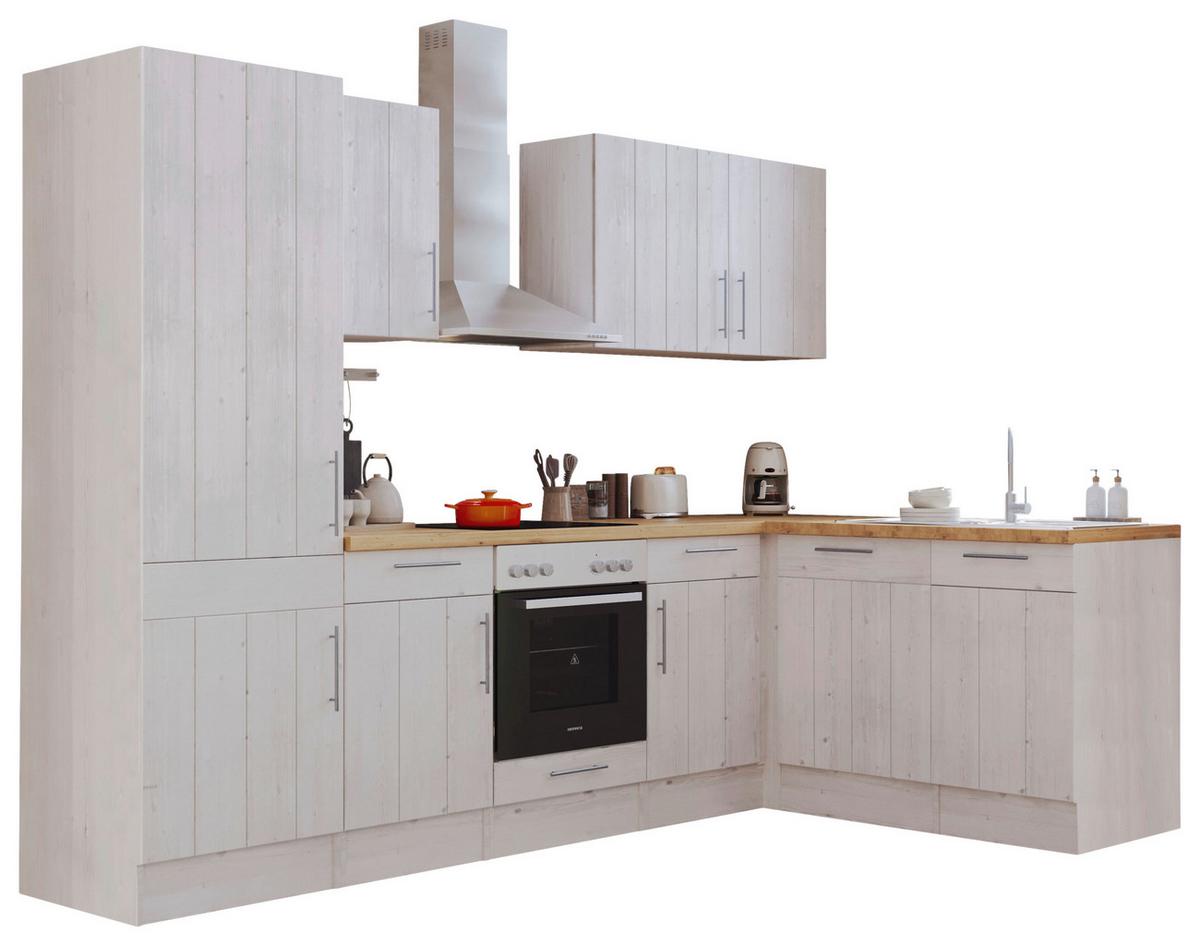Eckküche Premium mit Geräten 280x172 cm Weiß/Eiche Dekor - Eichefarben/Weiß, ROMANTIK / LANDHAUS, Holzwerkstoff (280/172cm) - Respekta