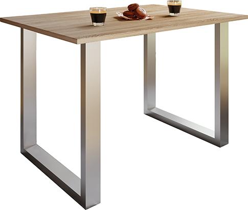 Jedálenský stôl, dub sonoma/strieborná - strieborná/dub sonoma, Basics, kompozitné drevo (140/50/76cm) - MID.YOU