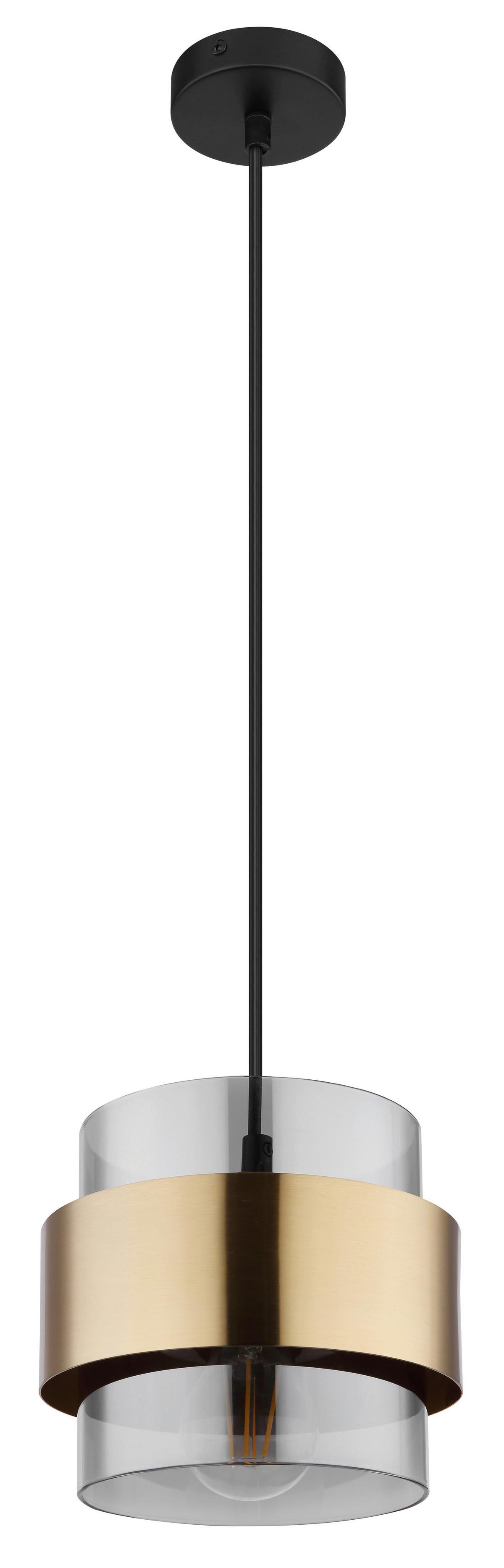 ZÁVESNÉ SVIETIDLO MILLEY - čierna/mosadzná, Modern, kov/sklo (18/120cm) - Globo