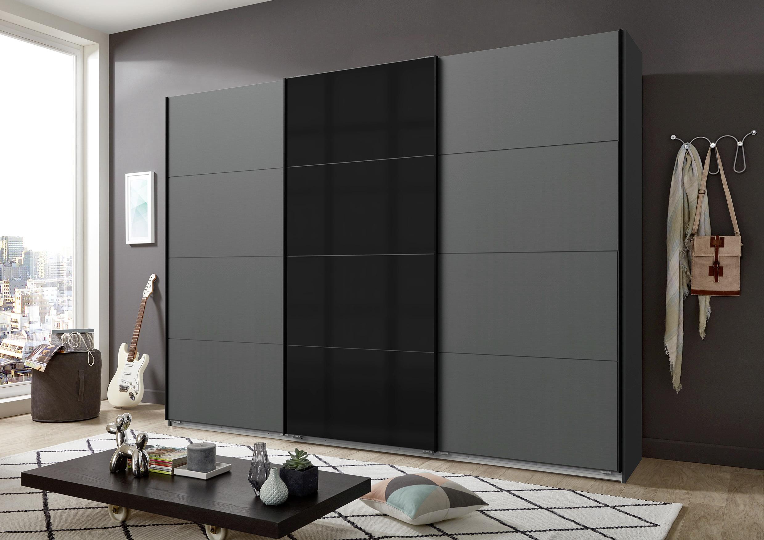 Schwebetürenschrank 270cm Ernesto, Graphit - Graphitfarben/Schwarz, Basics, Holzwerkstoff (270/210/65cm) - Livetastic