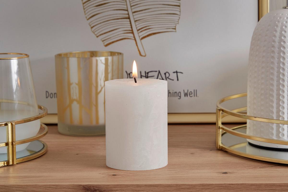 Stumpenkerze Saphira Hellgrau D/H: 6,8/9 cm - Hellgrau, Basics (6,8/9cm) - Ondega