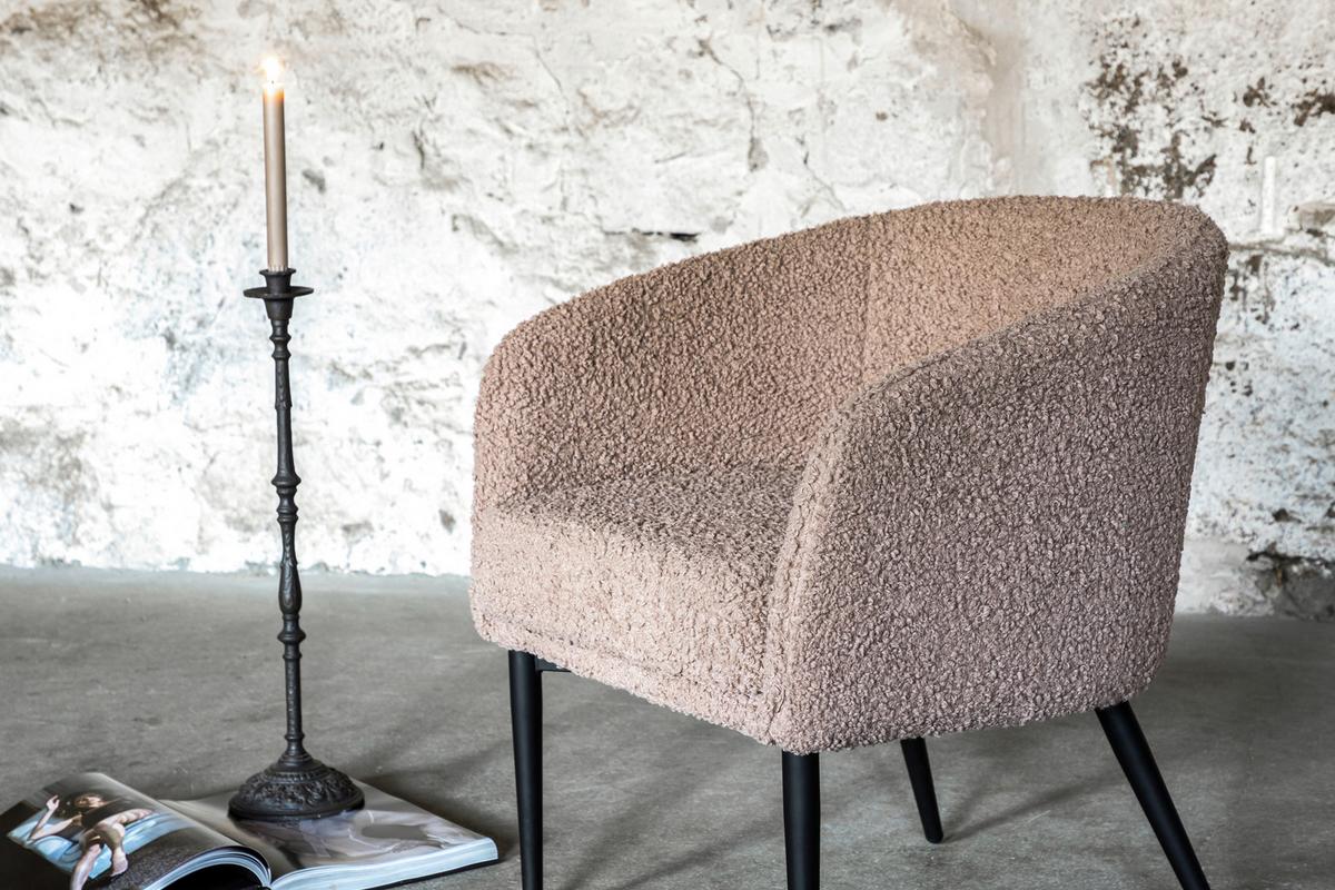 Sessel Fluffy - Braun, Design, Textil/Metall (83/70/64cm) - Livetastic