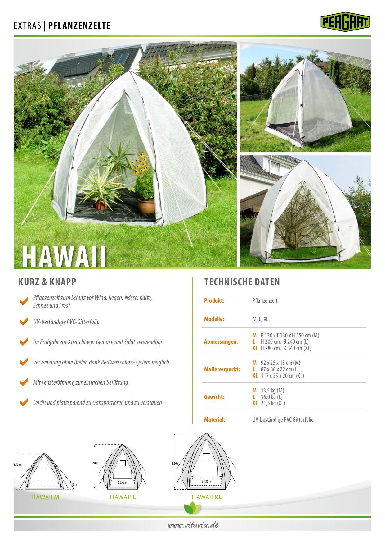 Pflanzenzelt Pergart Hawaii M Weiß 130x130x150 Cm - Weiß, Basics, Kunststoff (130/150/130cm)