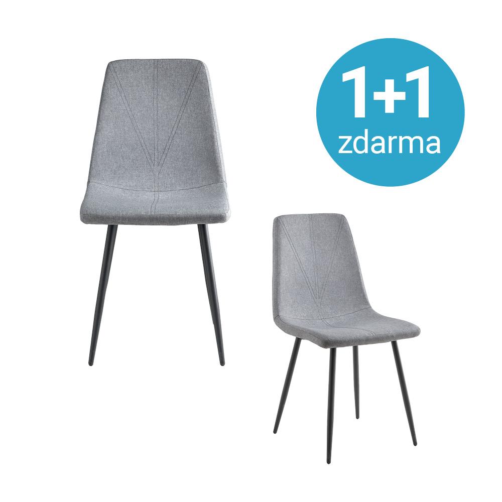 Židle Doro 1+1 Zdarma (1*kus=2 Produkty) - šedá/černá, Konvenční, kov/dřevo (45/89,5/54cm)