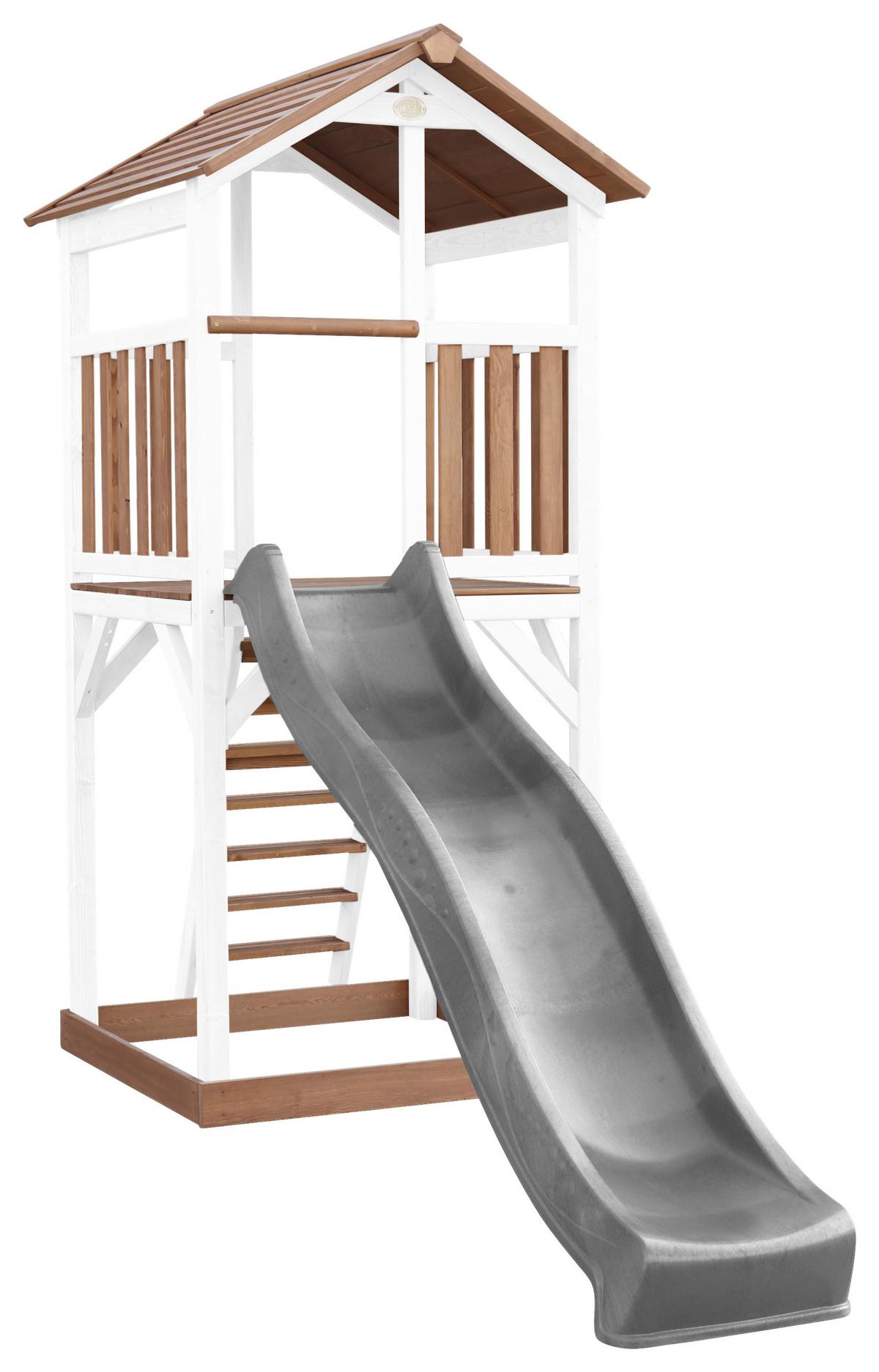 Spielturm A025.120.81 - Braun/Weiß, KONVENTIONELL, Holz/Kunststoff (111,2/241,9/349cm) - Ambia Garden