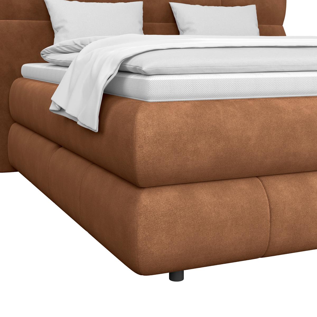 Boxspringbett Carmelo Kupfer 160x200 cm H3 - Schwarz/Kupferfarben, Trend, Textil (160/200cm)