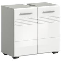 Waschbeckenunterschrank Copa BxH: 60x56 cm Weiß Hochglanz - Weiß Hochglanz/Schwarz, MODERN, Holzwerkstoff (60/56/32cm) - MID.YOU