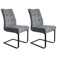 Schwingstuhl-Set Marlen XXL Dunkelgrau/Schwarz B: 47 cm - Dunkelgrau/Schwarz, LIFESTYLE, Textil/Metall (47/96/62cm) - MID.YOU