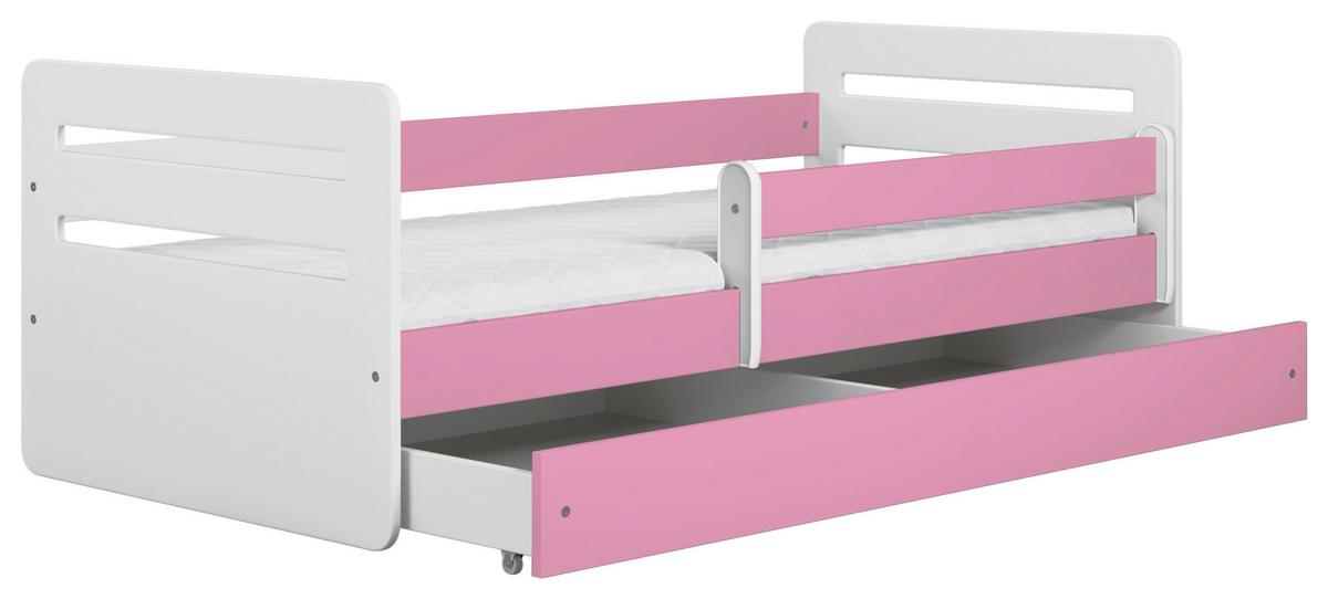Kinder-/Juniorbett Tomi Pink/Weiß B: 80cm - Pink/Birkefarben, MODERN, Holz/Holzwerkstoff (80/160cm) - MID.YOU