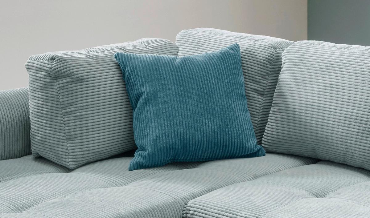 Ecksofa mit Schlaffunktion Flora Blau Cord - Blau/Silberfarben, Design, Textil (190/250cm) - MID.YOU
