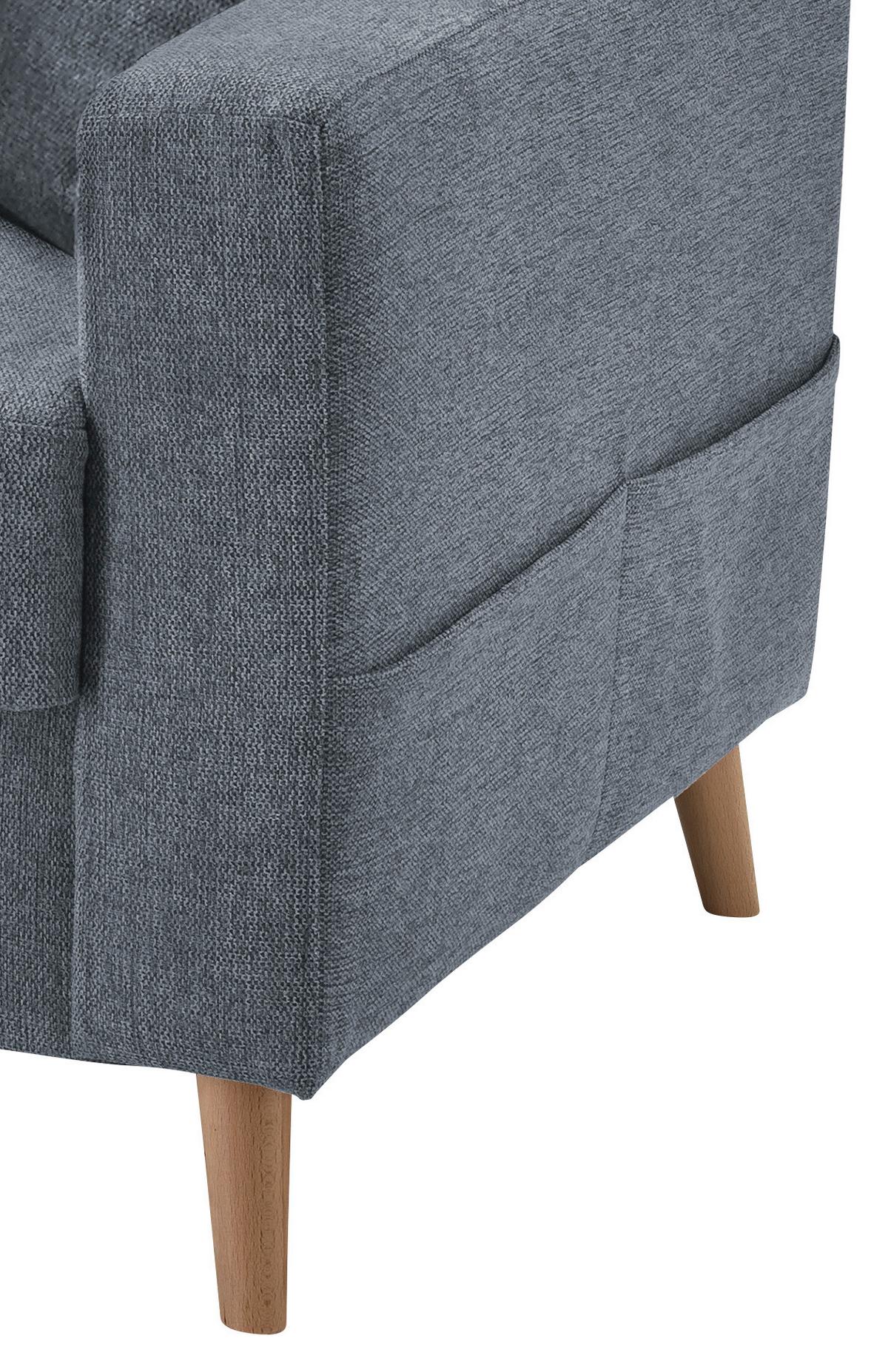 Ecksofa mit Schlaffunktion Valentina mit Kissen Blau - Blau/Naturfarben, KONVENTIONELL, Textil (150/228cm) - P & B