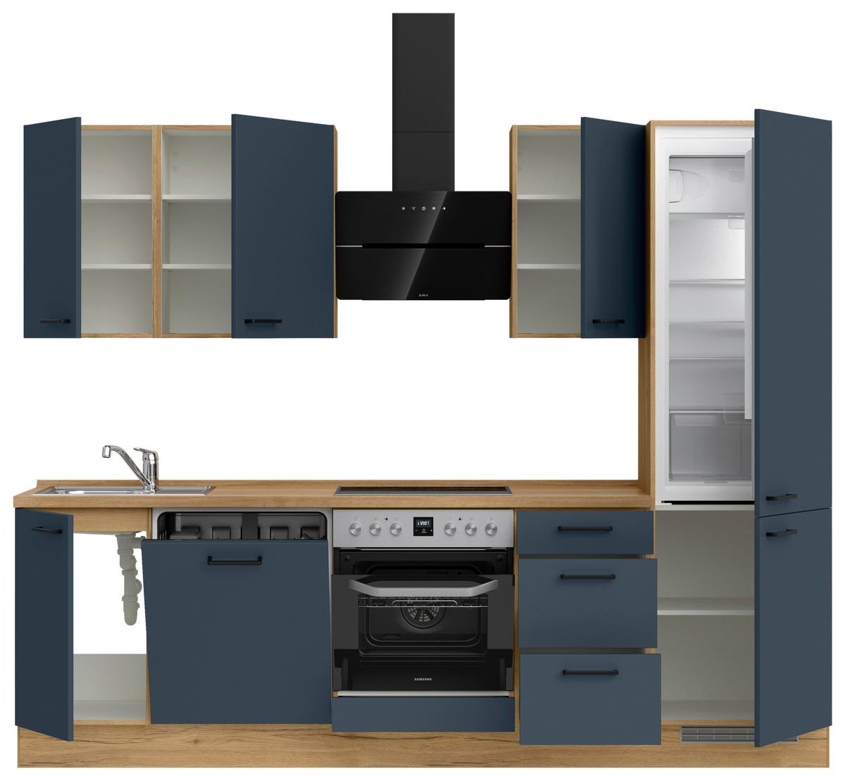 Küchenleerblock Easytouch High-Line, H6 Rechts - Blau/Eichefarben, MODERN, Holzwerkstoff (270cm) - Nobilia