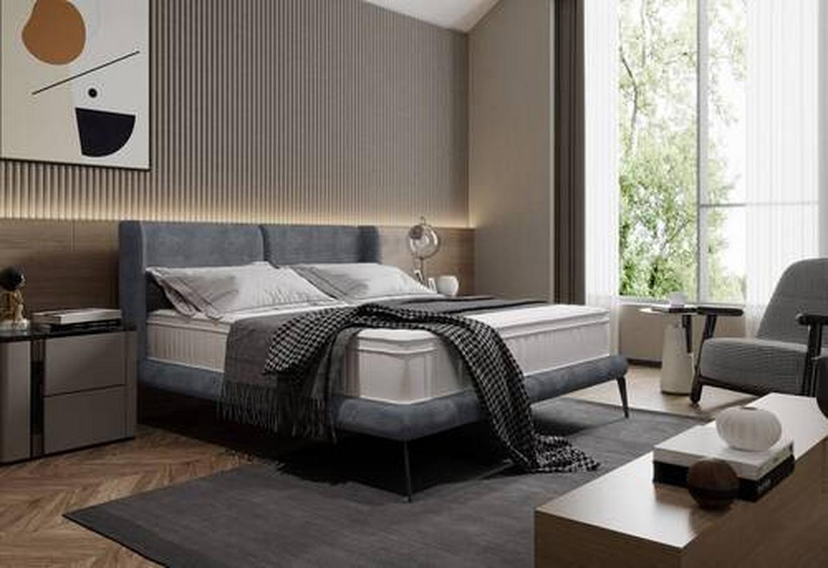 Polsterbett Tessina Sorisso - Hellgrau/Schwarz, MODERN, Textil (180/200cm) - Livetastic