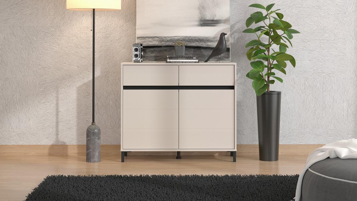 Komód Marron - kasmírszínű/fekete, Basics, faalapú anyag (106/90/40cm)