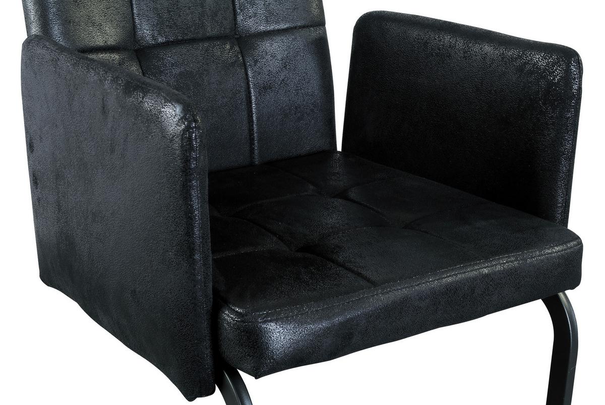 Armlehnstuhl Bordal Schwarz Gepolstert - Schwarz, MODERN, Textil/Metall (52/91/59,5cm) - MID.YOU