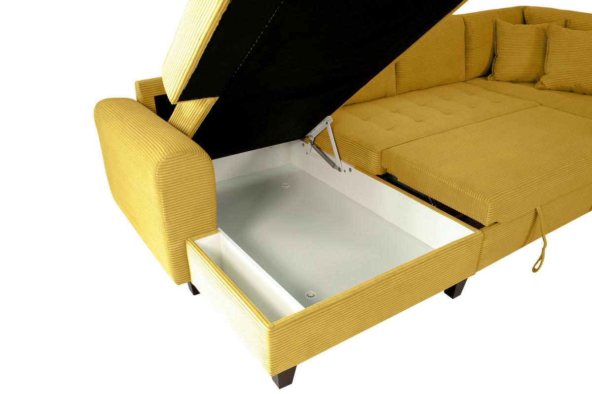 Wohnlandschaft Moritz Senfgelb U-Form:155x324x178 Cm - Senfgelb, Trend, Textil (155/324/178cm)