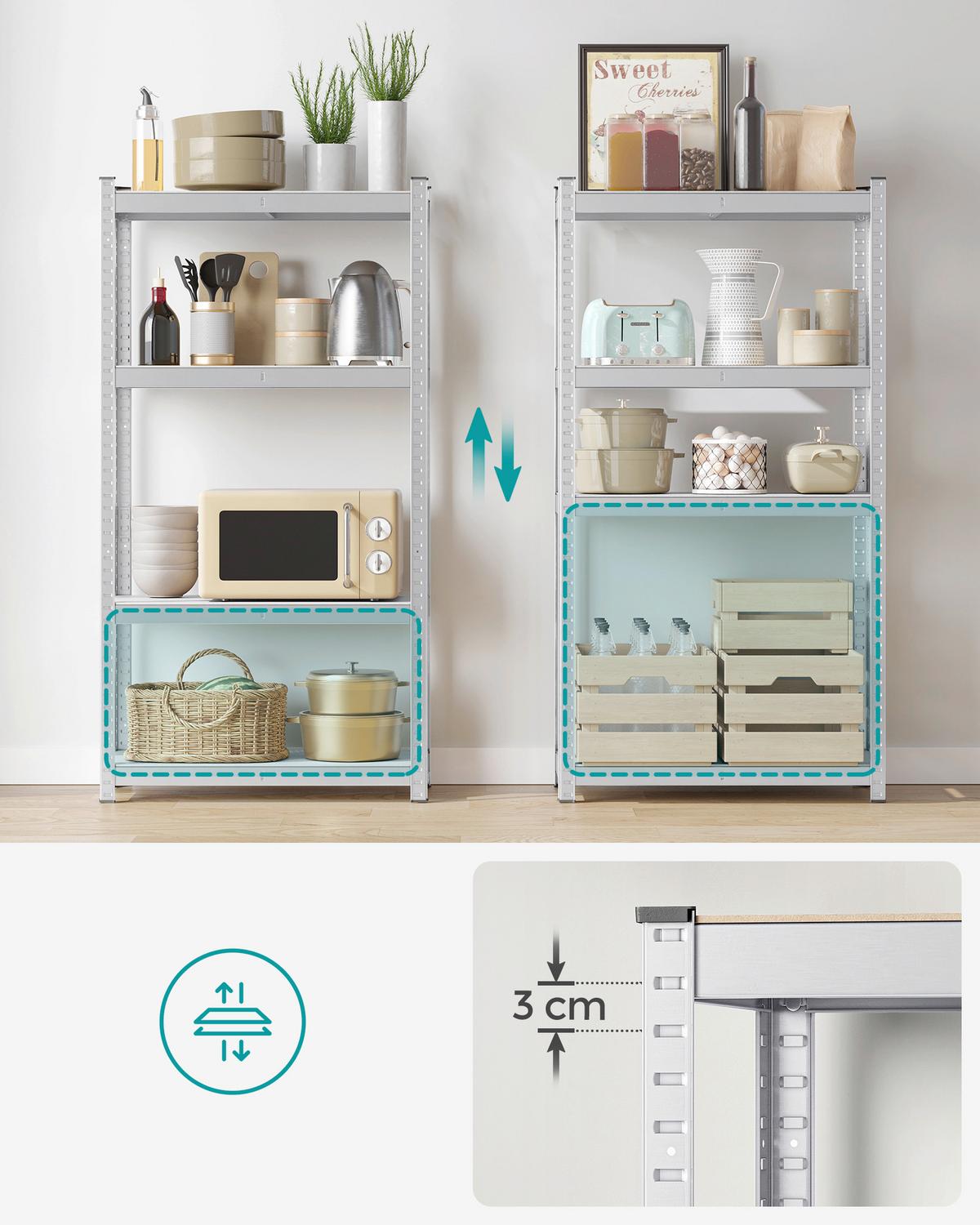 Schwerlastregal Shelving Naturfarben/Silberfarben 80 cm - Silberfarben/Naturfarben, Basics, Holzwerkstoff/Metall (80/160/40cm)