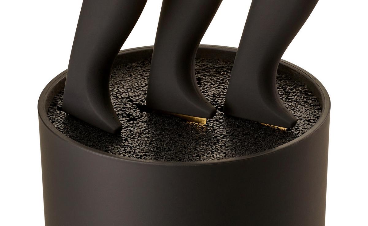Messerblock Schwarz/Gold Kunststoff 4--Teilig. - Goldfarben/Schwarz, Basics, Kunststoff (11/22cm) - Echtwerk
