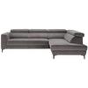 Rohová sedačka EMMA, pravá, šedá,nast.op.hl.,USB,el. výsuv - šedá/černá, Moderní, textil (301/47/210cm) - Premium Living