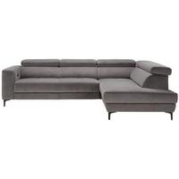 Rohová sedačka EMMA, pravá, šedá,nast.op.hl.,USB,el. výsuv - šedá/černá, Moderní, textil (301/47/210cm) - Premium Living