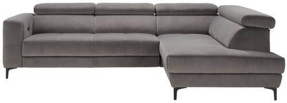 Rohová sedačka EMMA, pravá, šedá,nast.op.hl.,USB,el. výsuv - šedá/černá, Moderní, textil (301/47/210cm) - Premium Living