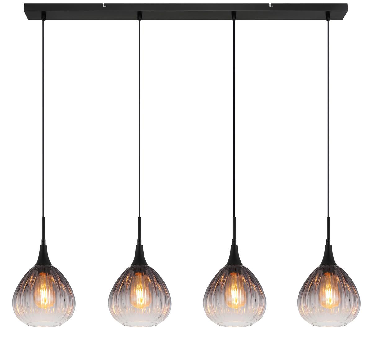 Hängeleuchte 15887-4h - Klar, Design, Glas/Metall (110/20/120cm) - Globo