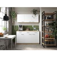Miniküche Merle Weiß/Eiche Dekor B:150cm - Eichefarben/Weiß, Basics, Holzwerkstoff (150cm) - Respekta